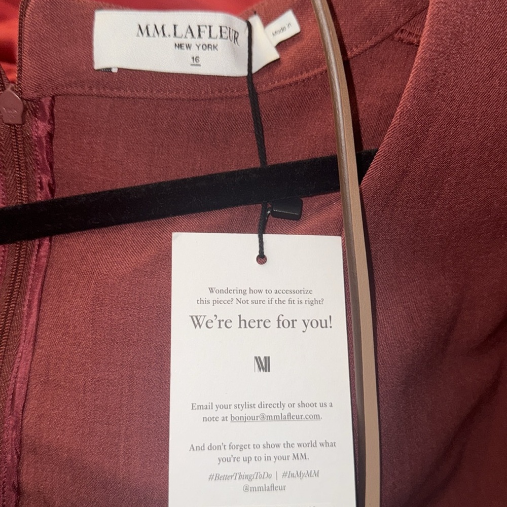 NWT MM LAFLEUR Felisa 2.0 Faux Wrap Twill Sheath Dress in Brick Red - Picture 4 of 4